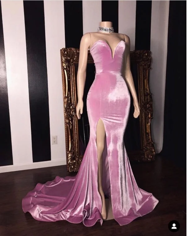 2024 Sweetheart Peach Split Mermaid Satin Prom Dresses Bodycon unclassified dresses