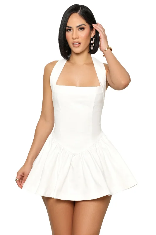 Baby Doll Skater Dress (White) Ruffled unclassified dresses