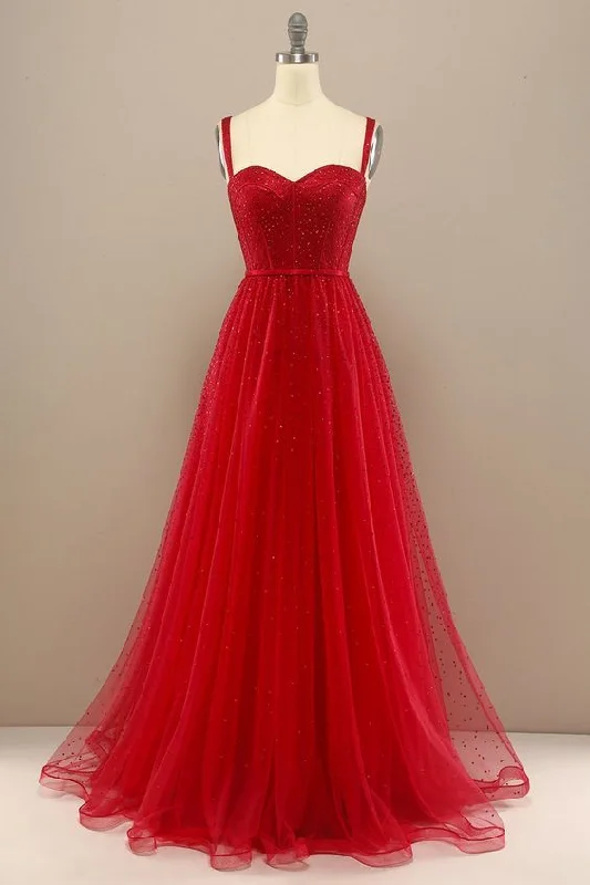 beautiful red sweetheart prom dress with beading Street style unclassified dresses