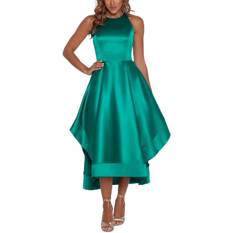 Betsy & Adam Womens Satin Hi-Low Halter Dress Preppy unclassified dresses