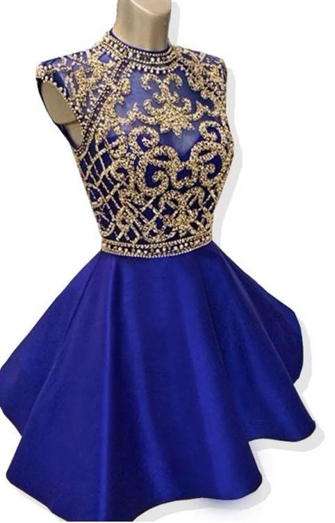 Blue Homecoming Dress, Royal Blue Beaded Homecoming Dress Earthy tone unclassified dresses