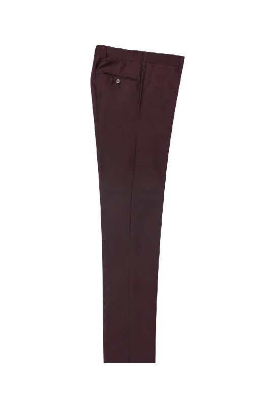 Burgundy Flat Front Slim Fit Wool Dress Pant Party unclassified dresses