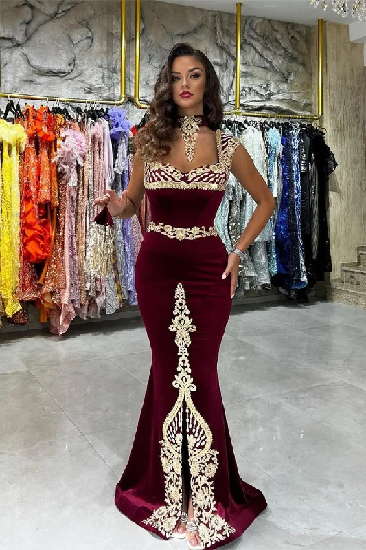 Classic Sweetheart Sleeveless Mermaid Burgundy Prom Dresses with Appliques Cocktail unclassified dresses