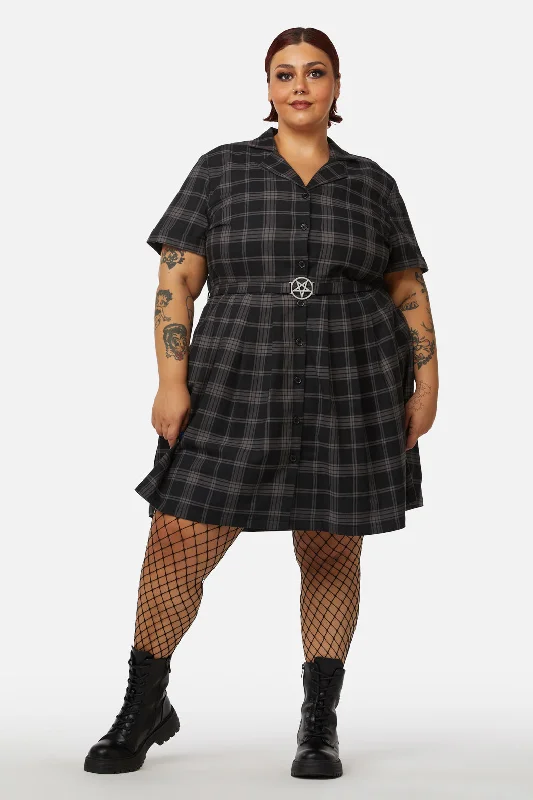 Curve Victoria Tartan Pleated Dress Dark color unclassified dresses