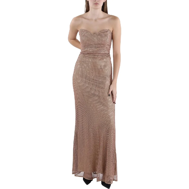 Donna Karan Womens Fishnet Embellished Evening Dress Silk unclassified dresses