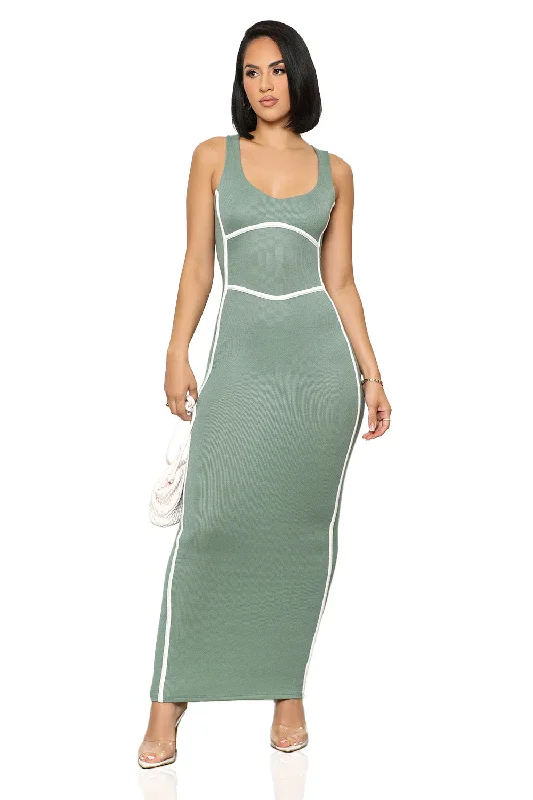 Draw The Line Ribbed Dress (Sage) Street style unclassified dresses