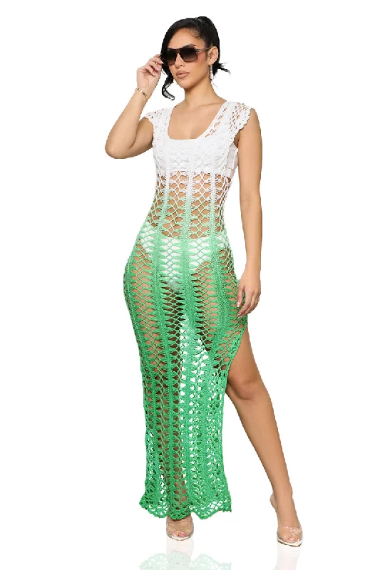 Fade Out Crochet Dress (Green)- FINAL SALE Cotton unclassified dresses