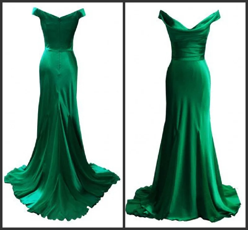 Green Elegant Simple Modest Evening Dresses Flowy unclassified dresses