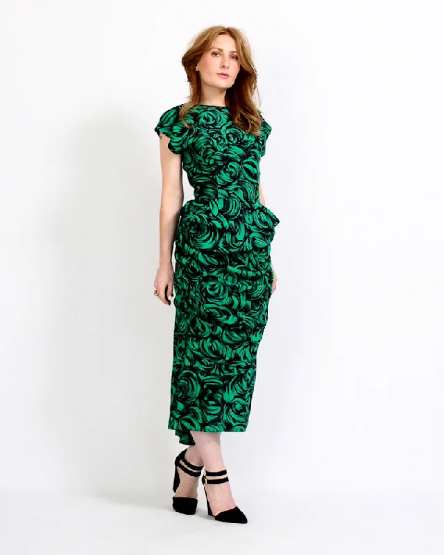 Green Roses Draped Dress Women's unclassified dresses