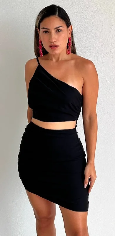 Impeccable Essence Black One-Shoulder Dress Wedding guest unclassified dresses