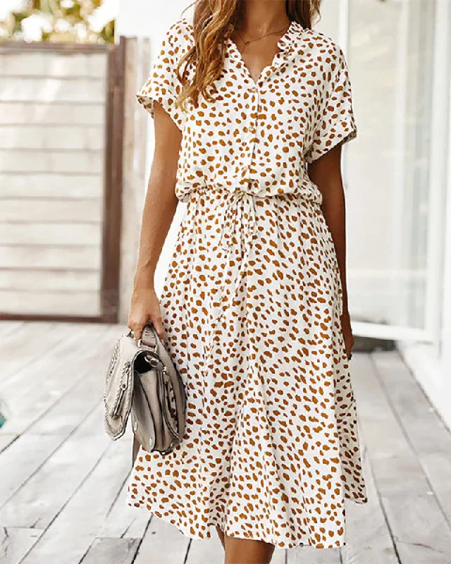 Jess| V-neck dress with polka dots Smocked unclassified dresses