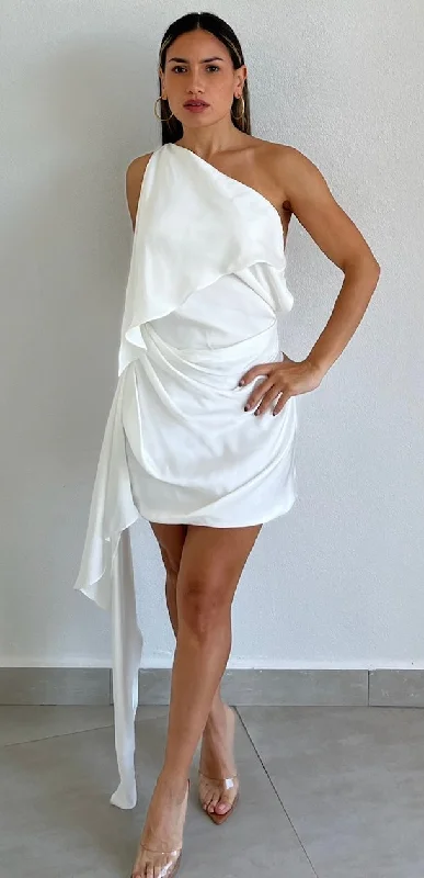 Love Me Tonight White One-Shoulder Dress Everyday wear unclassified dresses