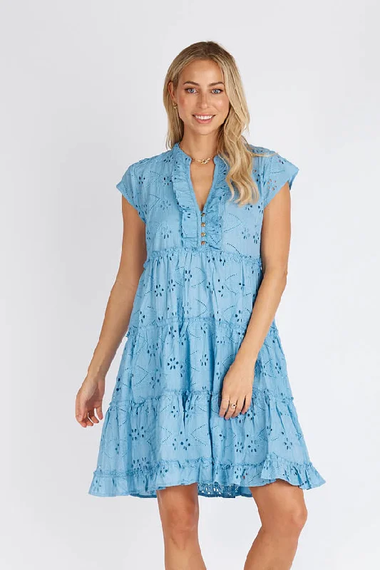 Lulalife Finley Tiered Dress Sky Travel unclassified dresses