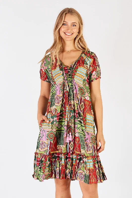 LulaLife Sylvie Shirred Dress Fern Travel unclassified dresses