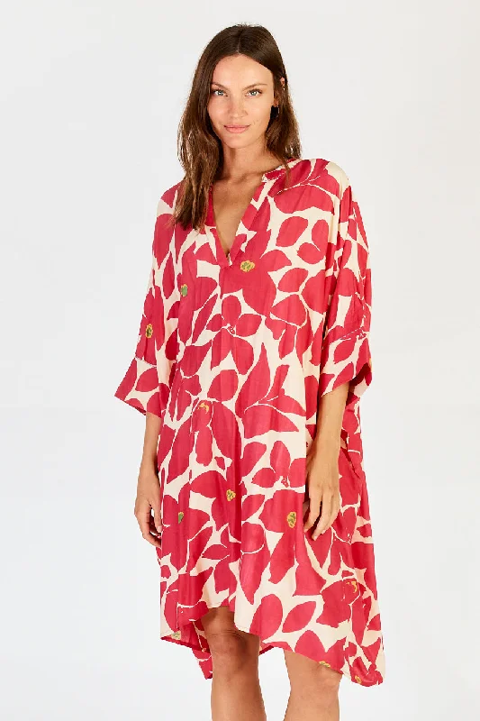 LulaSoul Monte Kaftan Raspberry Ruched unclassified dresses