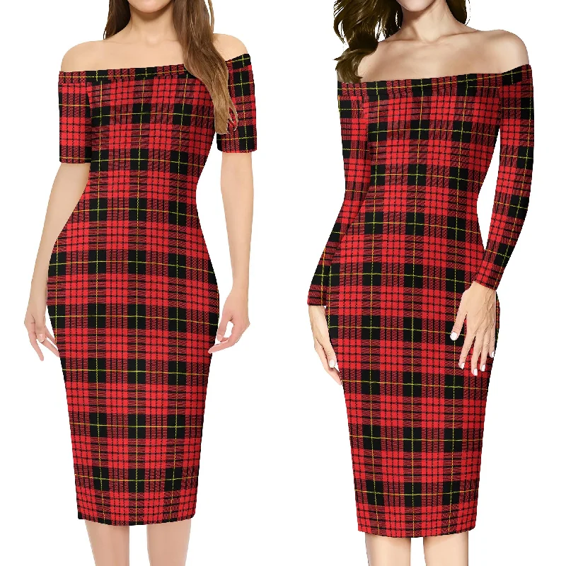 MacQueen Modern Tartan Off Shoulder Lady Dress Trendy new unclassified dresses