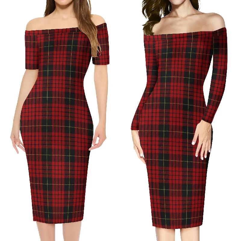 MacQueen (McQueen) Tartan Off Shoulder Lady Dress Printed unclassified dresses