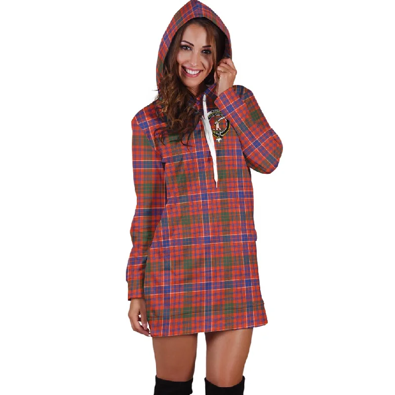 MacRae Ancient Tartan Hoodie Dress with Family Crest Breathable unclassified dresses