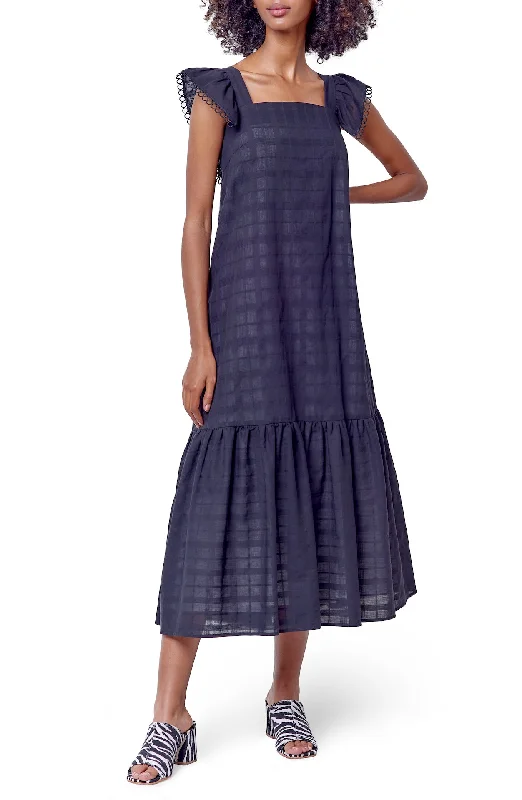 MARTINA Tiered Sun Dress - Plaid Dark color unclassified dresses