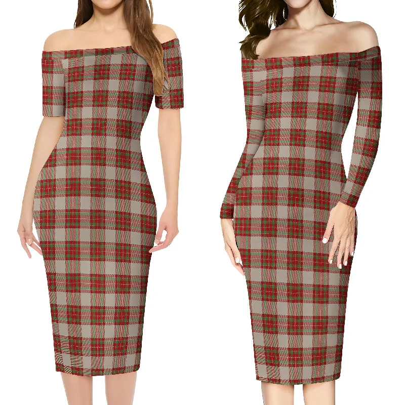 McBrayer Dress Tartan Off Shoulder Lady Dress Knitted unclassified dresses