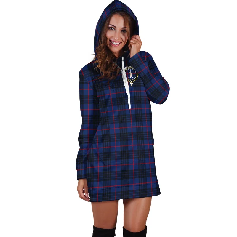 McCoy Blue Tartan Hoodie Dress with Family Crest Casual chic unclassified dresses