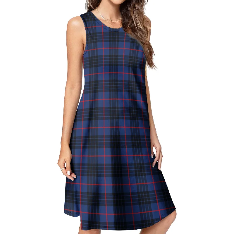 McCoy Blue Tartan Womens Casual Dresses Velvet unclassified dresses