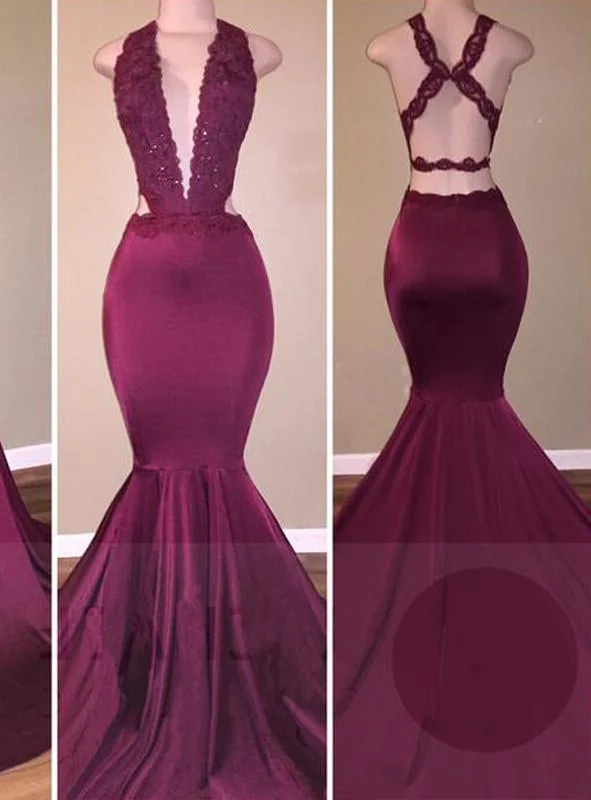 Mermaid/Trumpet Burgundy Sexy Prom Dresses Lightweight unclassified dresses