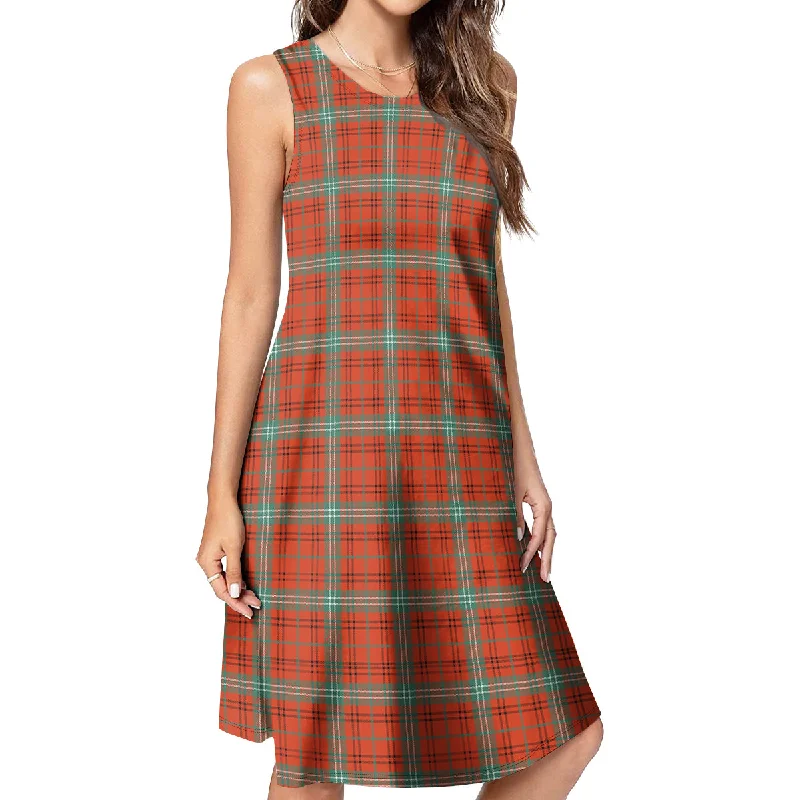 Morrison Red Ancient Tartan Womens Casual Dresses Vintage unclassified dresses