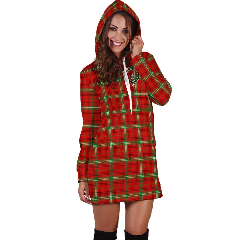 Morrison Red Modern Tartan Hoodie Dress with Family Crest Cotton unclassified dresses