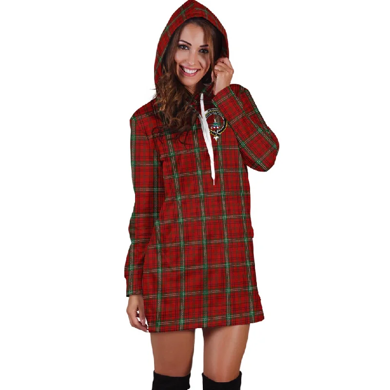 Morrison Red Tartan Hoodie Dress with Family Crest Designer unclassified dresses