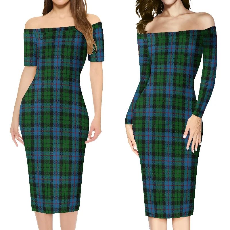 Morrison Society Tartan Off Shoulder Lady Dress Stretchy unclassified dresses