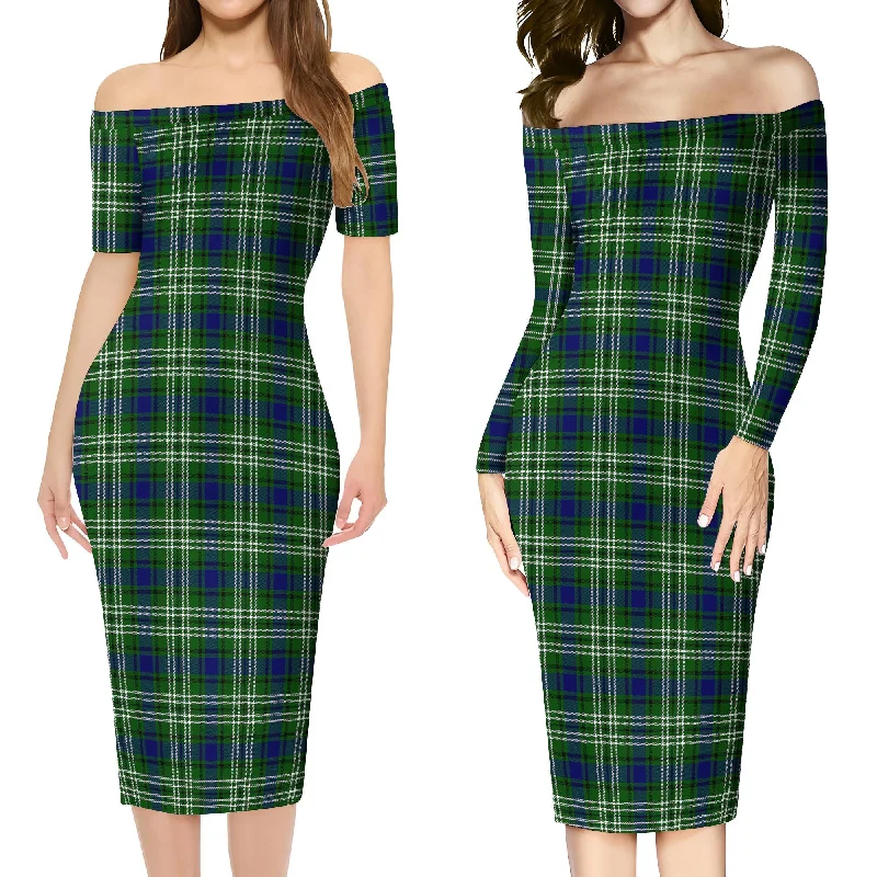 Mow Tartan Off Shoulder Lady Dress Minimalist unclassified dresses