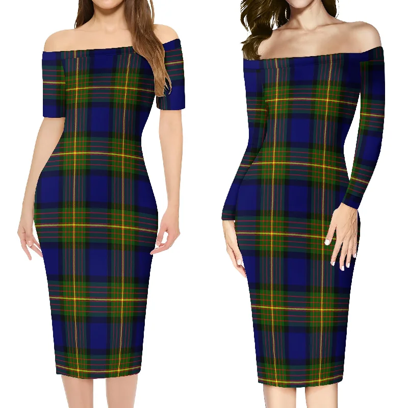 Muir Tartan Off Shoulder Lady Dress Striped unclassified dresses