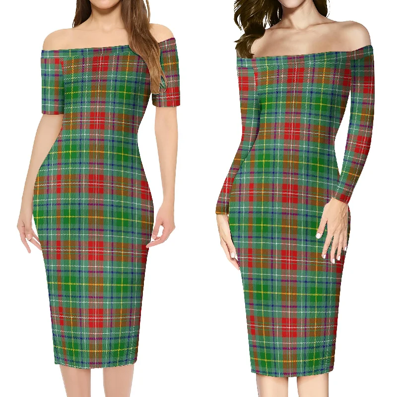 Muirhead Tartan Off Shoulder Lady Dress Metallic unclassified dresses