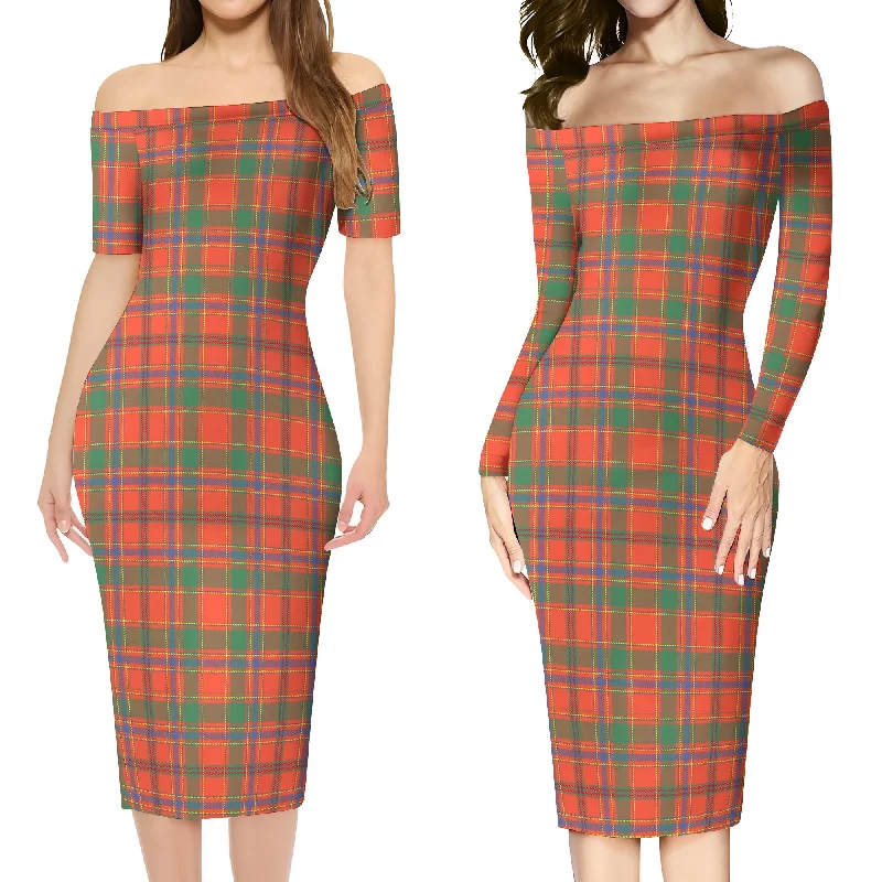 Munro Ancient Tartan Off Shoulder Lady Dress Stretchy unclassified dresses