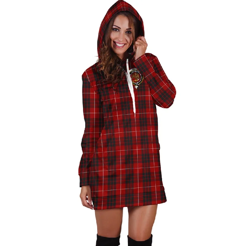 Munro Black and Red Tartan Hoodie Dress with Family Crest Trendy unclassified dresses