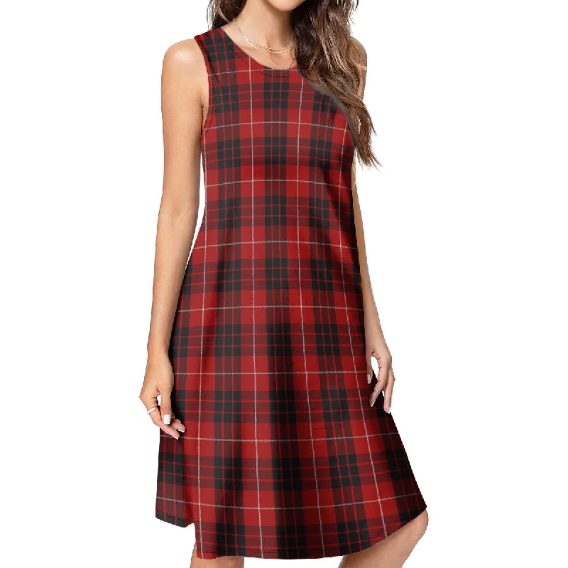 Munro Black and Red Tartan Womens Casual Dresses Smocked unclassified dresses