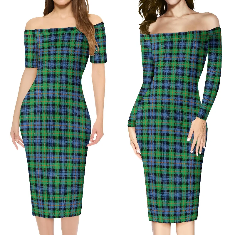 Murray of Atholl Ancient Tartan Off Shoulder Lady Dress Petite unclassified dresses