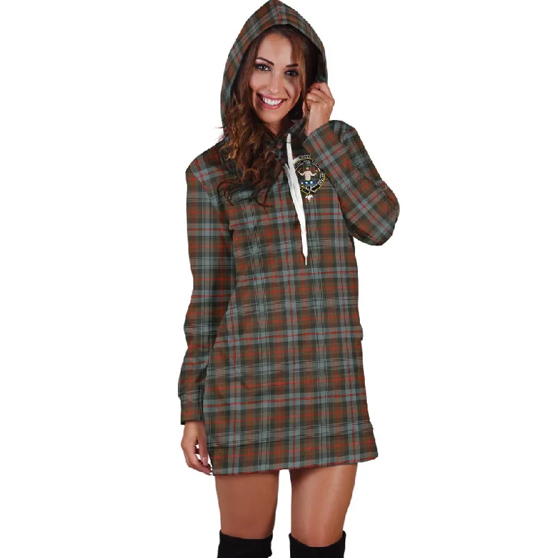 Murray of Atholl Weathered Tartan Hoodie Dress with Family Crest Preppy unclassified dresses