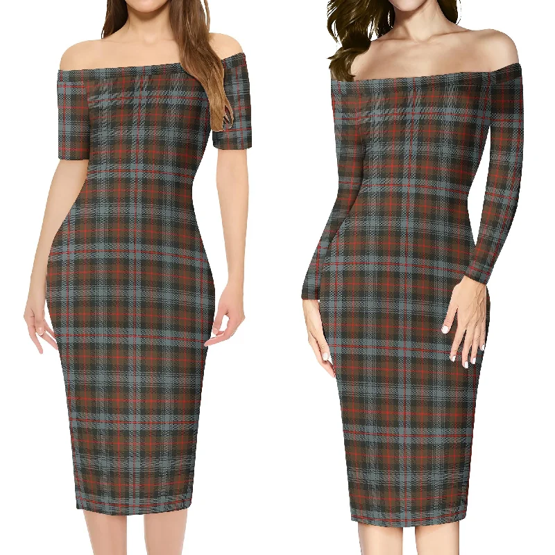 Murray of Atholl Weathered Tartan Off Shoulder Lady Dress Chiffon unclassified dresses