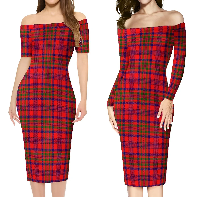 Murray of Tulloch Modern Tartan Off Shoulder Lady Dress Tiered unclassified dresses