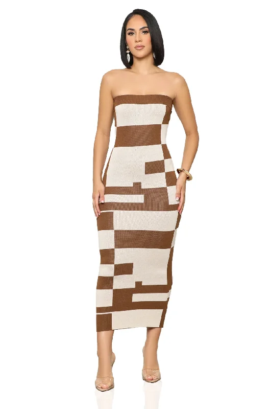 Natural Color Block Tube Dress Festival unclassified dresses