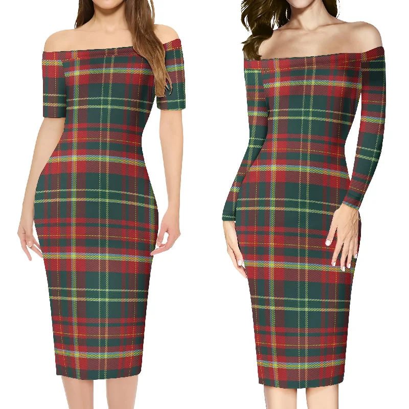 New Brunswick Province Canada Tartan Off Shoulder Lady Dress Preppy unclassified dresses