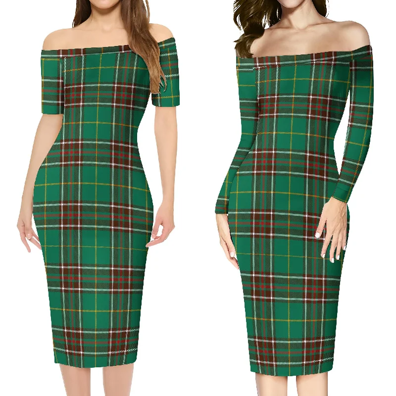 Newfoundland And Labrador Province Canada Tartan Off Shoulder Lady Dress Lightweight unclassified dresses