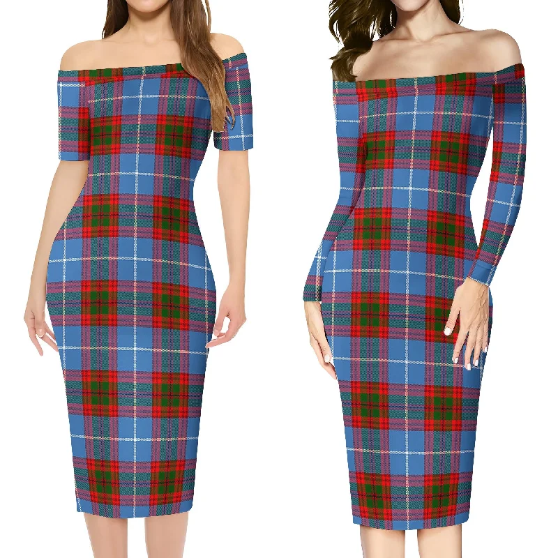 Newton Tartan Off Shoulder Lady Dress Elegant evening unclassified dresses