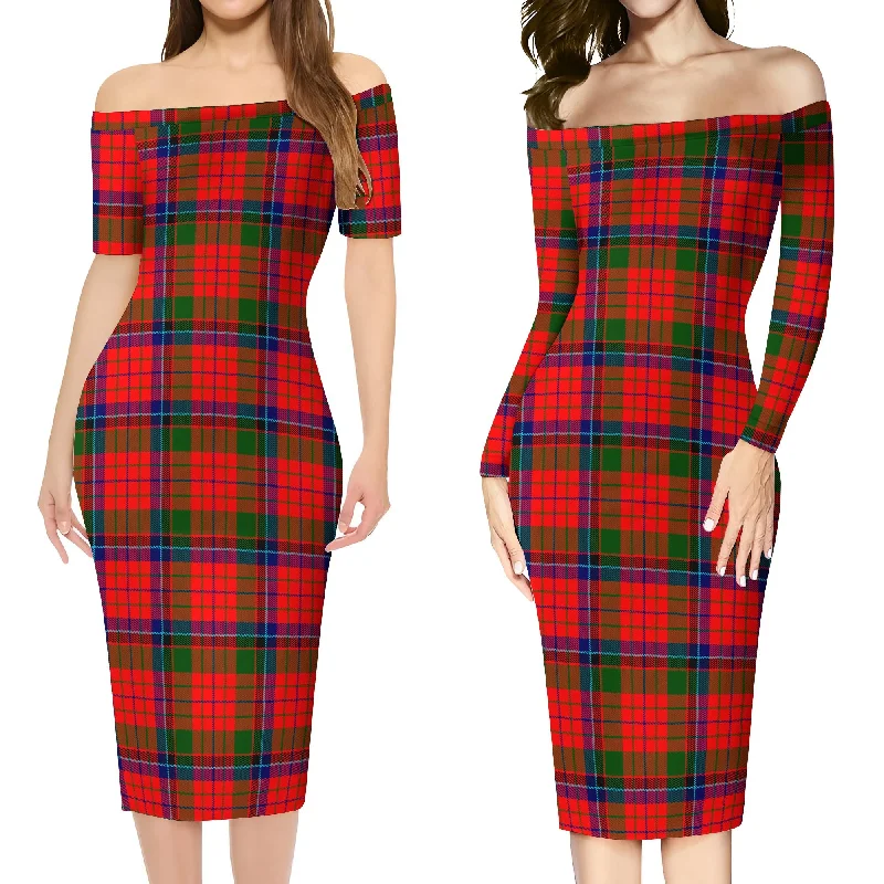 Nicolson Modern Tartan Off Shoulder Lady Dress Backless unclassified dresses