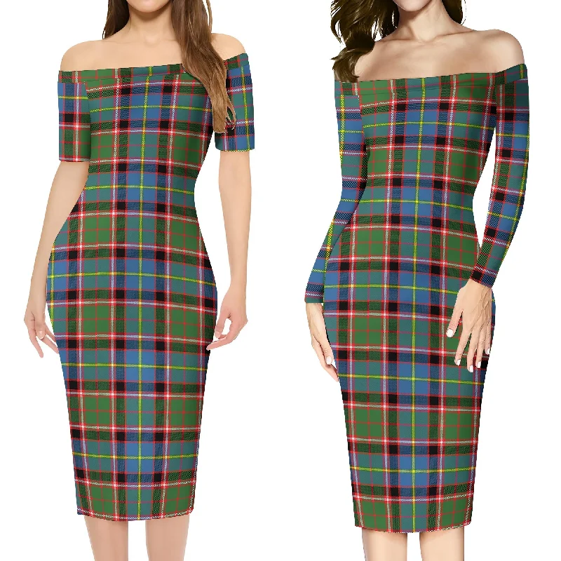 Norvel Tartan Off Shoulder Lady Dress Best-selling unclassified dresses