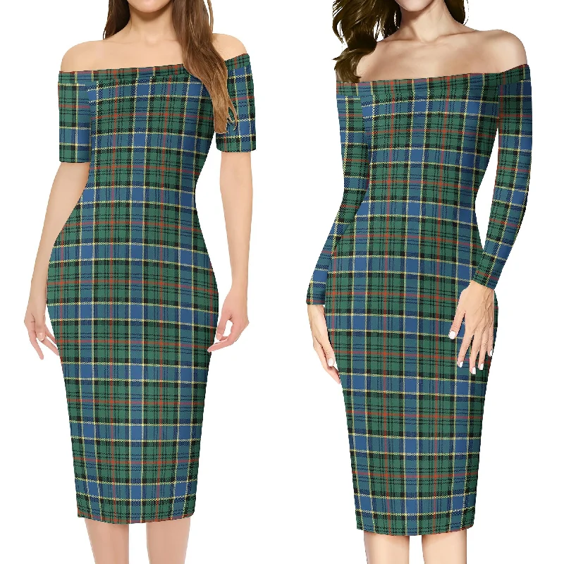 Ogilvie (Ogilvy) Hunting Ancient Tartan Off Shoulder Lady Dress Club unclassified dresses