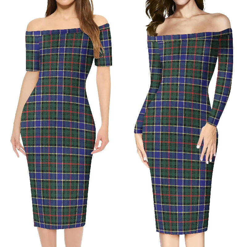 Ogilvie (Ogilvy) Hunting Modern Tartan Off Shoulder Lady Dress Lightweight unclassified dresses