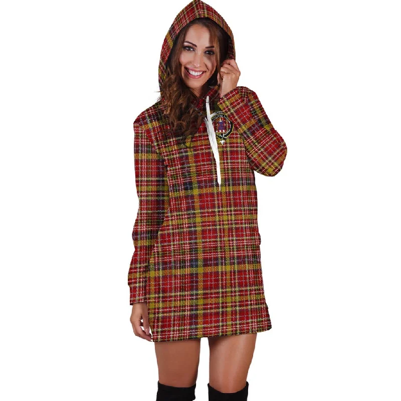 Ogilvie (Ogilvy) of Strathallan Tartan Hoodie Dress with Family Crest Sleeveless unclassified dresses